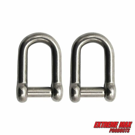 EXTREME MAX Extreme Max 3006.8399.2 BoatTector Stainless Steel D Shackle with No-Snag Pin - 3/8", 2-Pack 3006.8399.2